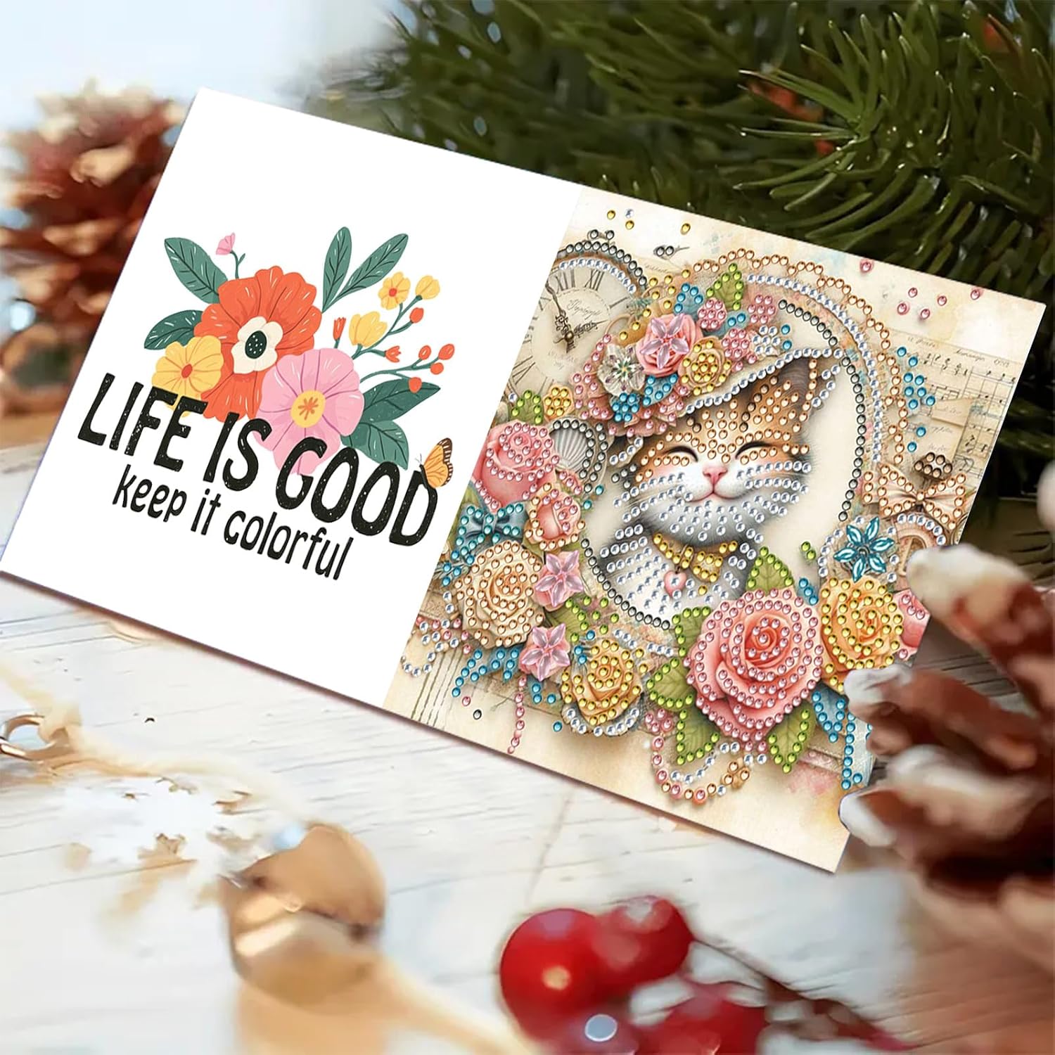 yzARTche 24 Pieces Diamond Art Painting Birthday Cards with Envelopes, DIY Diamond Art Animal Greeting Cards, Blessing Greeting Cards Kits-4PCS-C