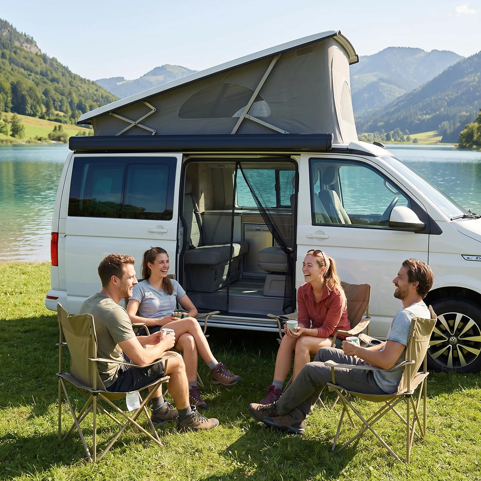 Mosquitera Magnética para VW T5 T6 para Puerta Corredera, Mosquitera para Coche con Protección contra Insectos y Protección Solar, Protección Solar Puerta Lateral Camping Viaje, Ventilación