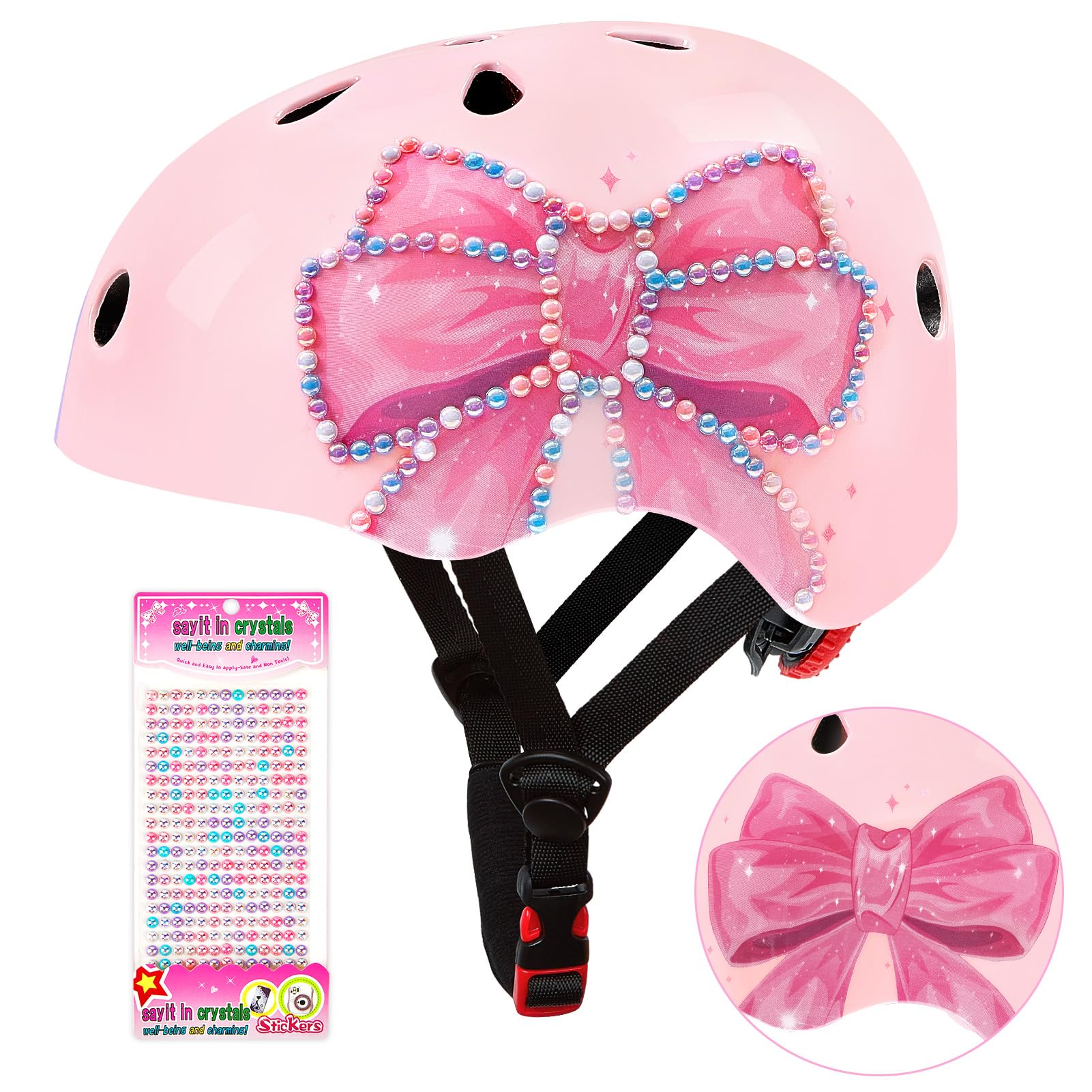 Kids Bike Helmet with DIY Stickers for Girls Ages 3-14