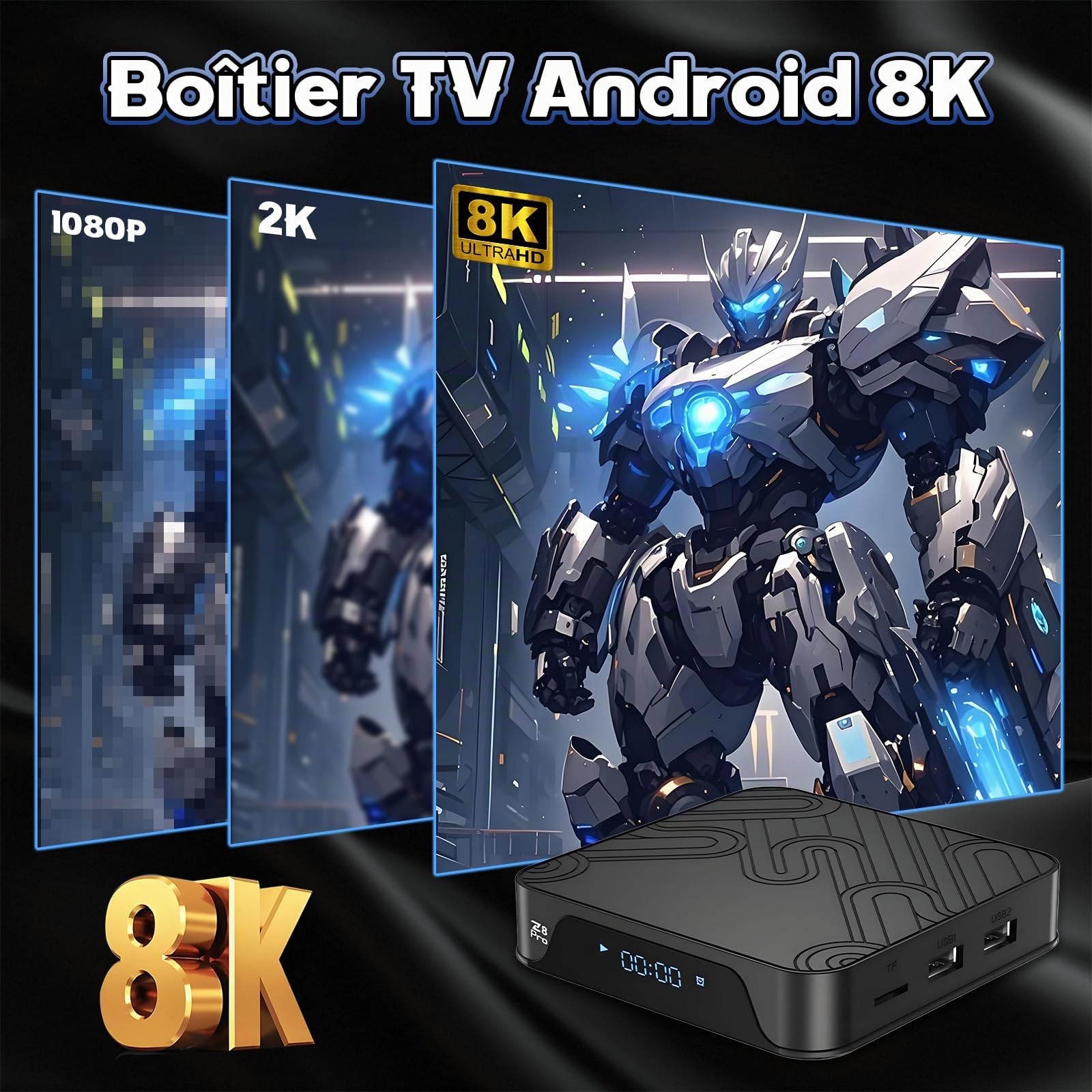 Z8 Pro Android TV Box 4G,4K HDR Android 10/12 Box pour Le déplacement Support HD 2.0 Max à la Sortie 8K,Streaming Box avec GPU Mali-G31,Smart TV Box Stockage USB Externe Max à 2TB