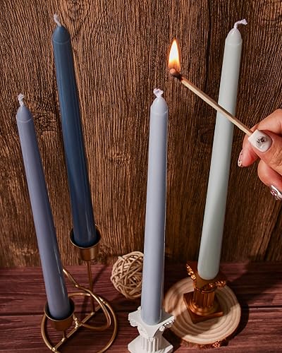 Miniatura 10 de Viyffo Velas cónicas marrones, paquete de 4 velas cónicas sin perfume de 12 pulgadas, 8 horas de tiempo de combustión, sin humo, para el hogar