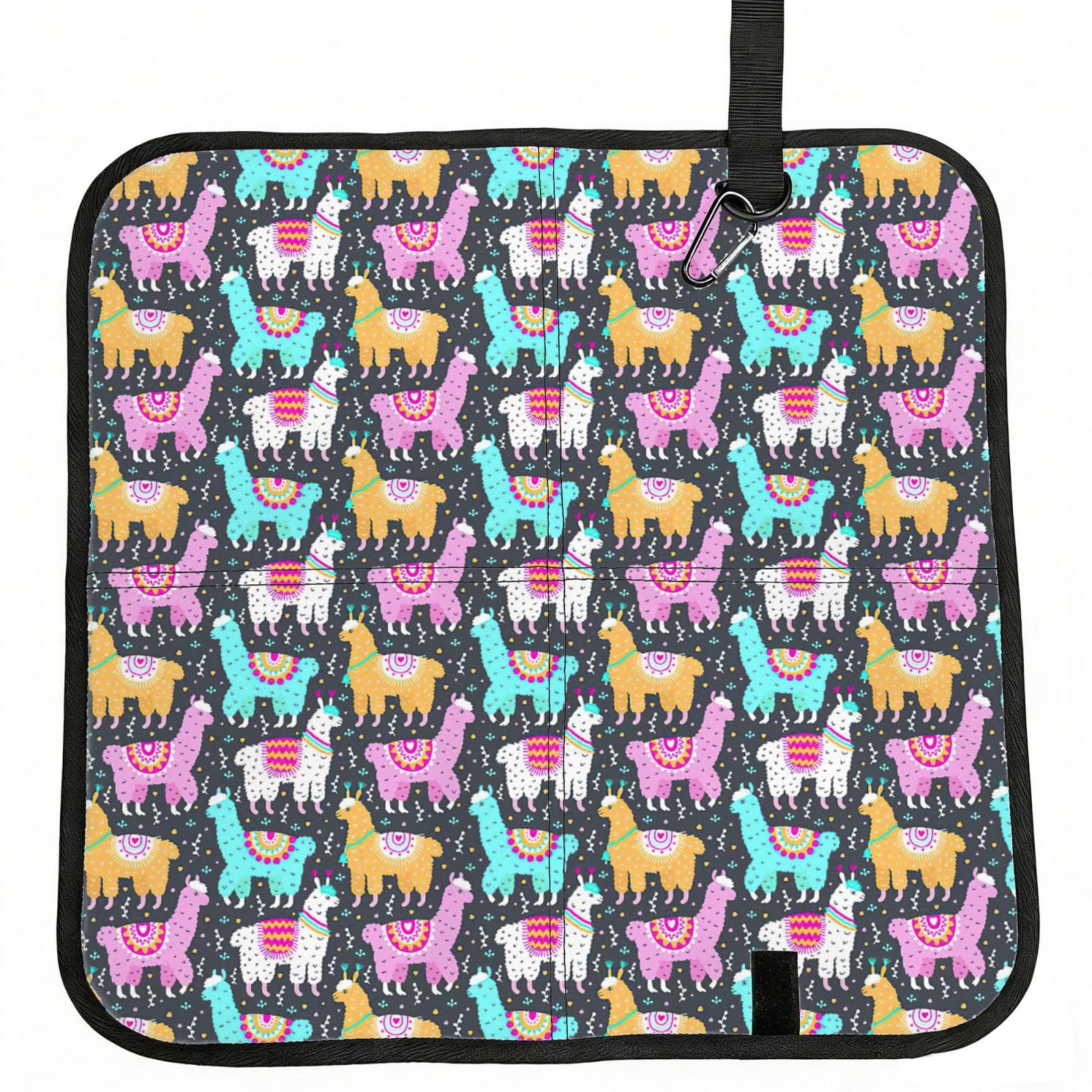 SDEGTHO Indian Alpaca Printed Foldable Seat Pad with Closure, Lightweight Cushion for Airplane Travel Camping