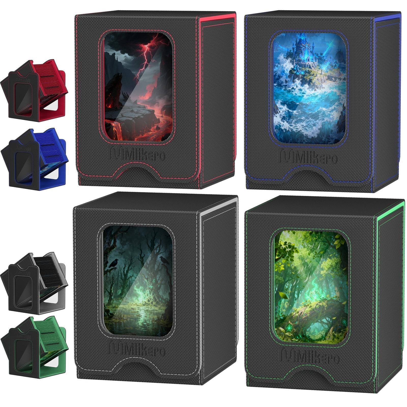 Mlikero 4 Pack Commander Deck Box, Card Deck Box, Commander Display