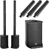 McGrey E-208LA Active Line Array Column System Stereo Set - Line Spotlight PA in Set of 2 - 100 Watt RMS Each - 8 Inch Subwoofer - 2.5 Inch Full Range Speaker - USB SD Bluetooth Media Player - Black