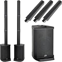 McGrey E-208LA Aktiv Line Array Säulenanlage Stereo Set - Linienstrahler-PA im 2er Set - je 100 Watt (RMS) - 8" Subwoofer - 2,5" Breitbandlautsprecher - USB/SD/Bluetooth Media-Player - Schwarz
