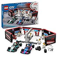 LEGO City Garage con Monoposto Mercedes-AMG e Alpine F1, Auto da Corsa Giocattolo