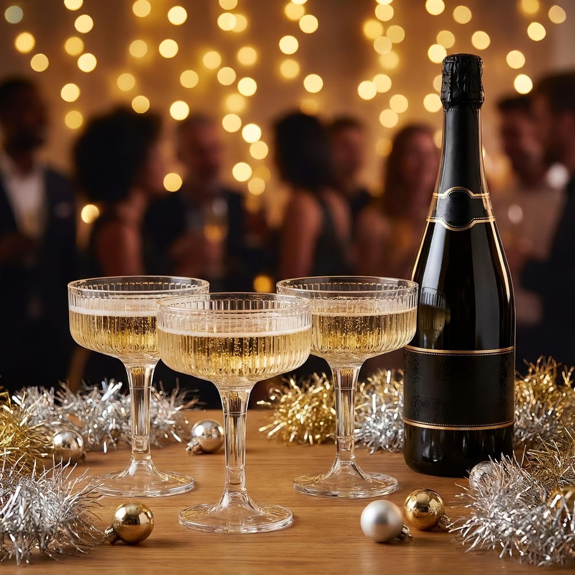 Sektgläser Plastik 56 Stück 200ml, Transparent | Kunststoff, Mehrweg, Champagne Turm, Für Sektempfang, champagner schalen, Hochzeit, Geburtstag, Picknick, Party