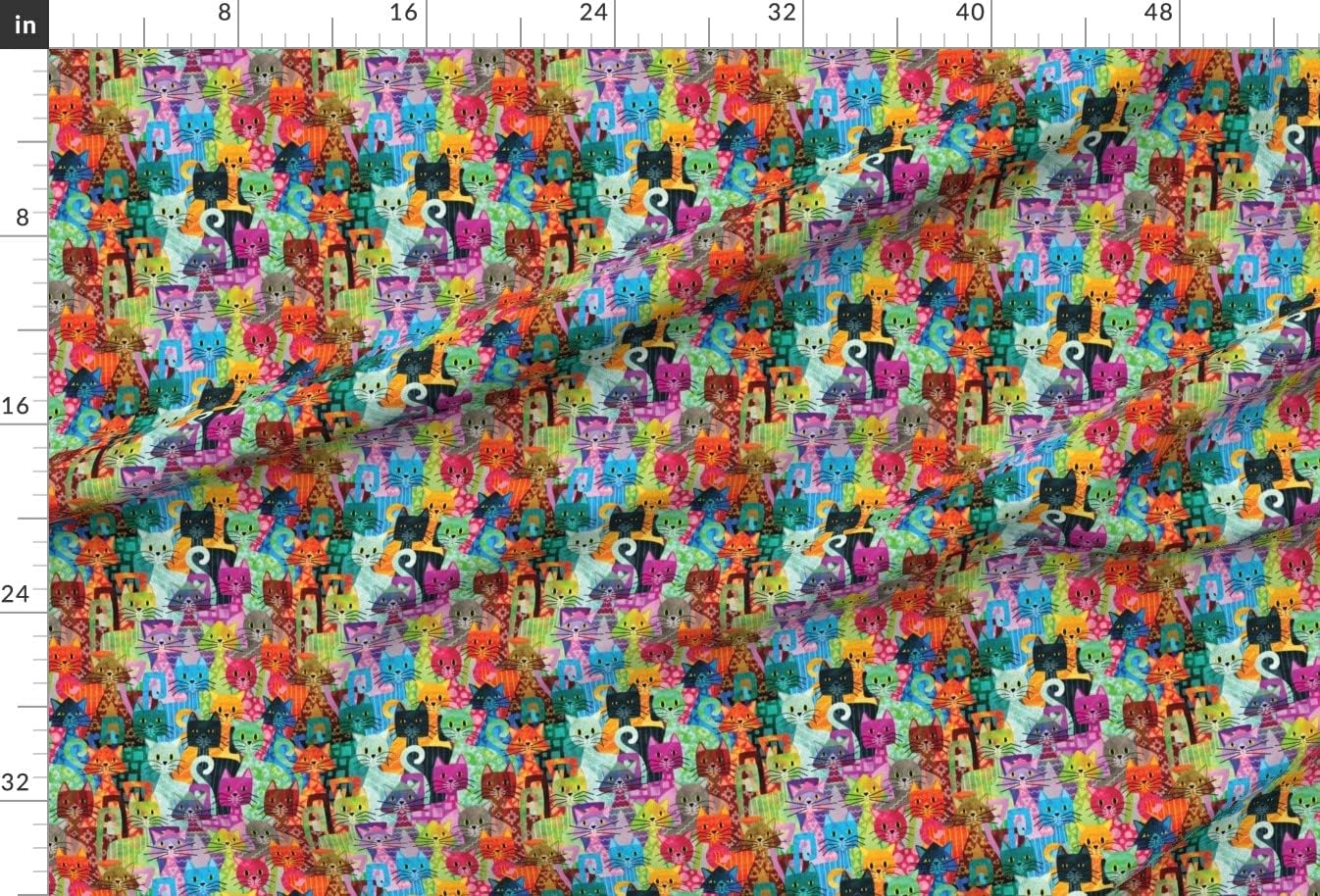 Spoonflower Fabric - Colorful Cats Cat Lady Kitten Feline Multicolor Rainbow Printed on Minky Fabric by The Yard - Sewing Baby Blankets Quilt Backing Plush
