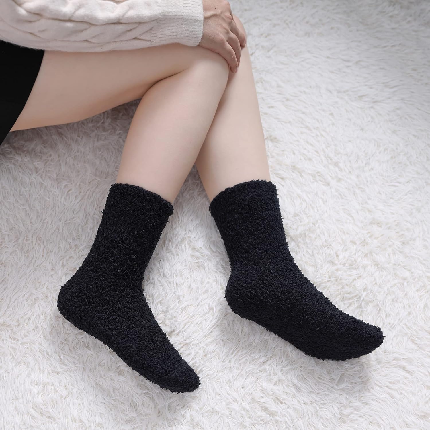 LINEMIN Womens Fuzzy Socks Cozy Fluffy Winter Warm Slipper Socks Microfiber Soft Home Sleeping Socks - Image 4