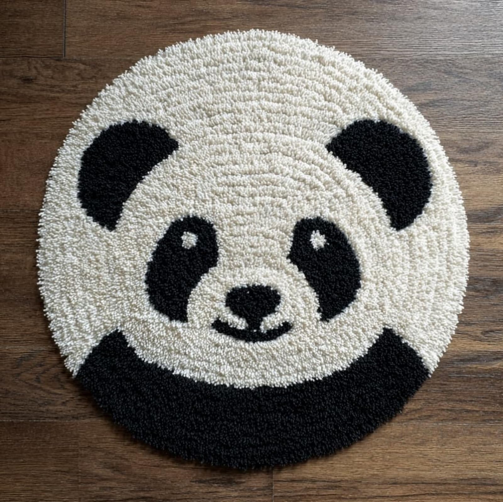 WallustrioaW Latch Hook Rug Kits for Adults Beginners,Cute Panda,DIY Craft Doormat Carpet Making Kit Tapestry Gift Home Decorations,50x50cm