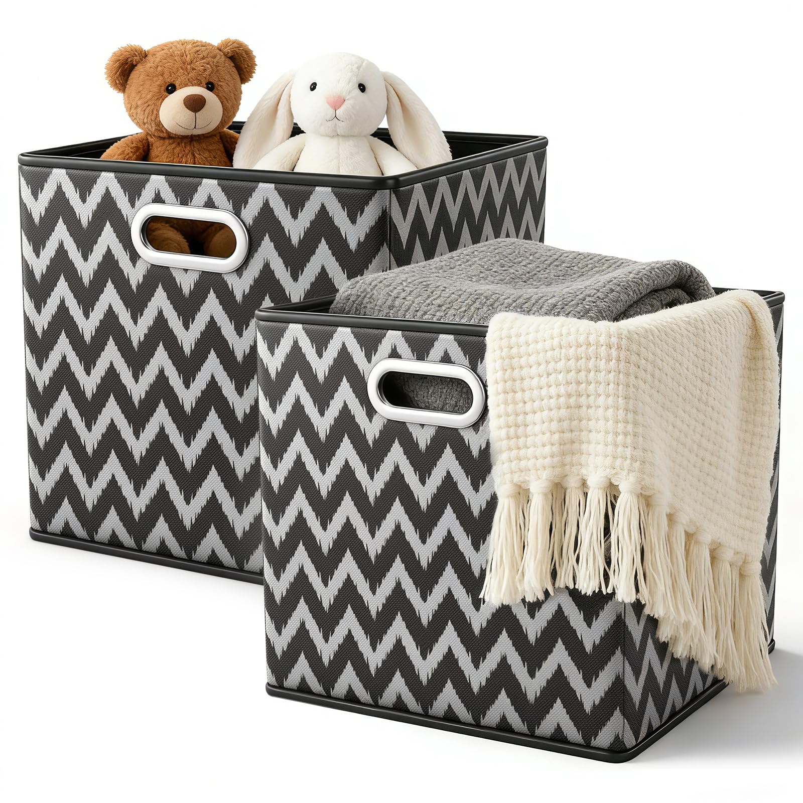 ARVINKEY 2 Pack Foldable Storage Boxes, 20L Non-Woven Fabric Storage Cubes with Handles, Collapsible Storage Cube Basket Organiser Bins Containers for Toys, Books, Closet, Home, Office, Black — image 1