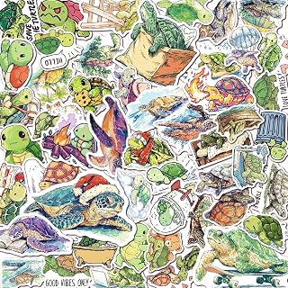 100 PCS Turtle Stickers Pack – Waterproof Vinyl Decals for Water Bottles, Laptops, Phones, Notebook, Cars – Cool Vibrant Graphics for Turtle Enthusiast