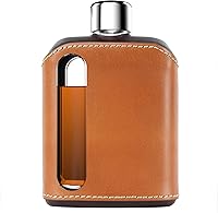 Vista 10 de Ragproper Frasco de vidrio para hombres – Frasco de bolsillo moderno para whisky y licor con tapa de corcho y revestimiento de silicona, cubierto