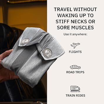 trtl Pillow Plus - Adjustable Neck Pillow for Traveling - Plane Pillow with Foam Padding for Head and Neck Support - Machine Washable - Waterproof Carry Bag - Charcoal