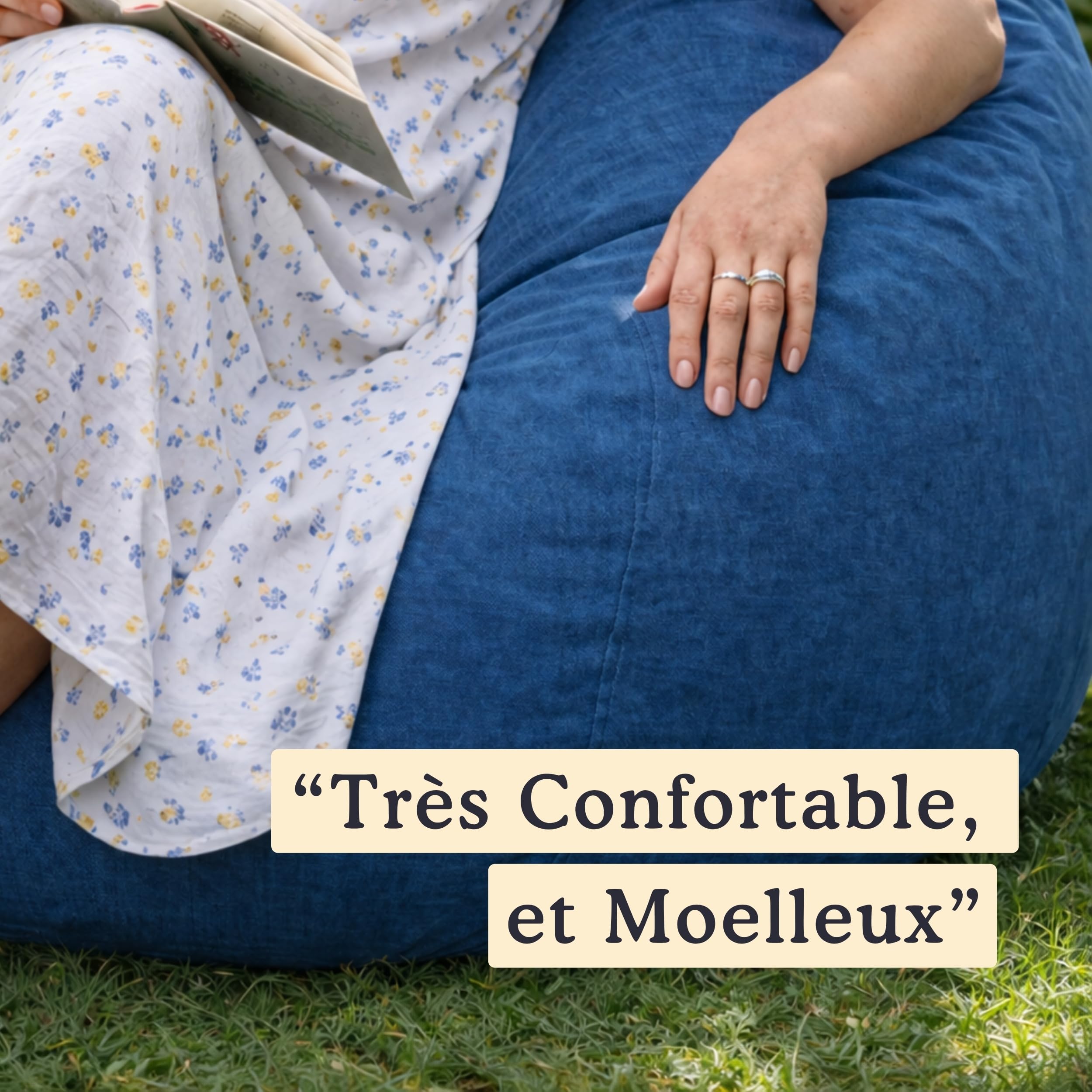 bananair - Pouf Poire Fabriqué en France - Rembourré en Mousse, Housse Lavable en Machine - Idéal pour Salon, Chambre ou Coin Cosy - Pouf Facile à Transporter, Parfait pour Adulte (120x100 cm, Bleu)