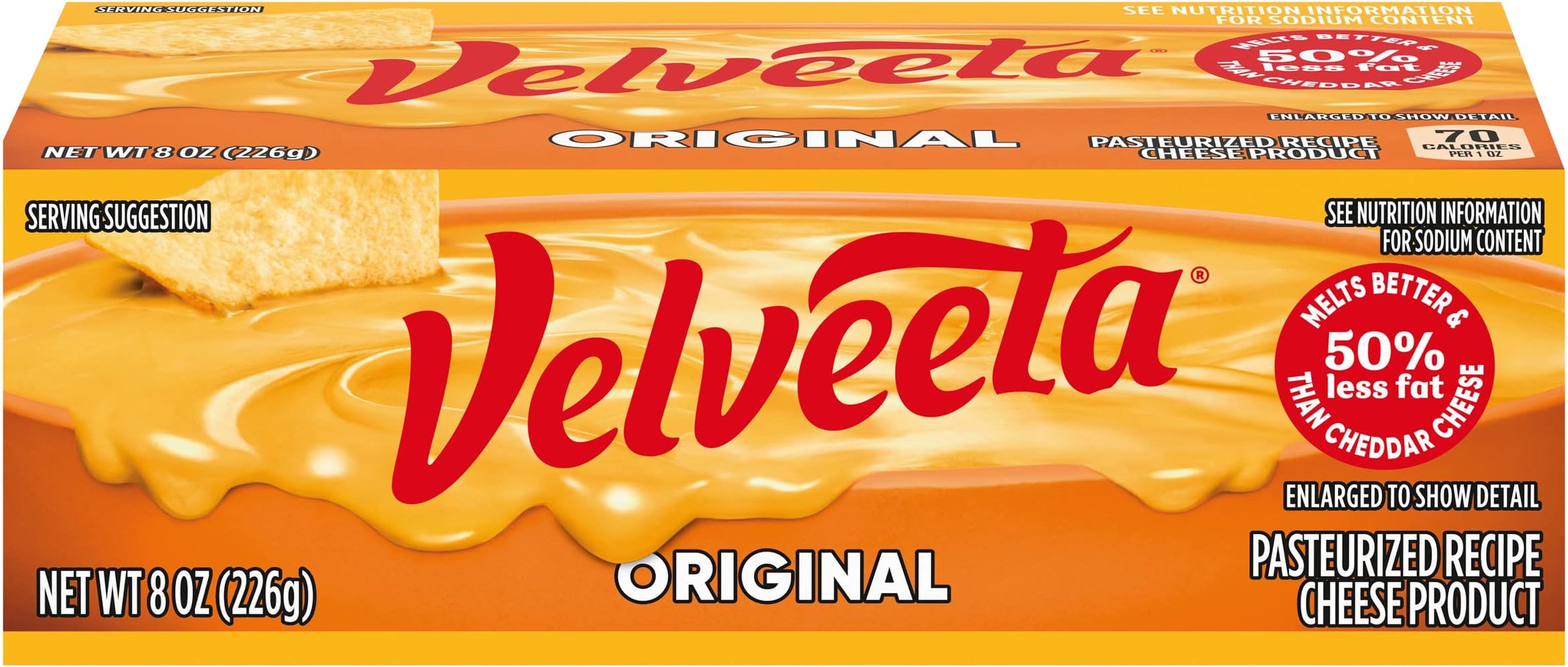 Velveeta Original Pasteurized Recipe Cheese Product, 8 oz Block