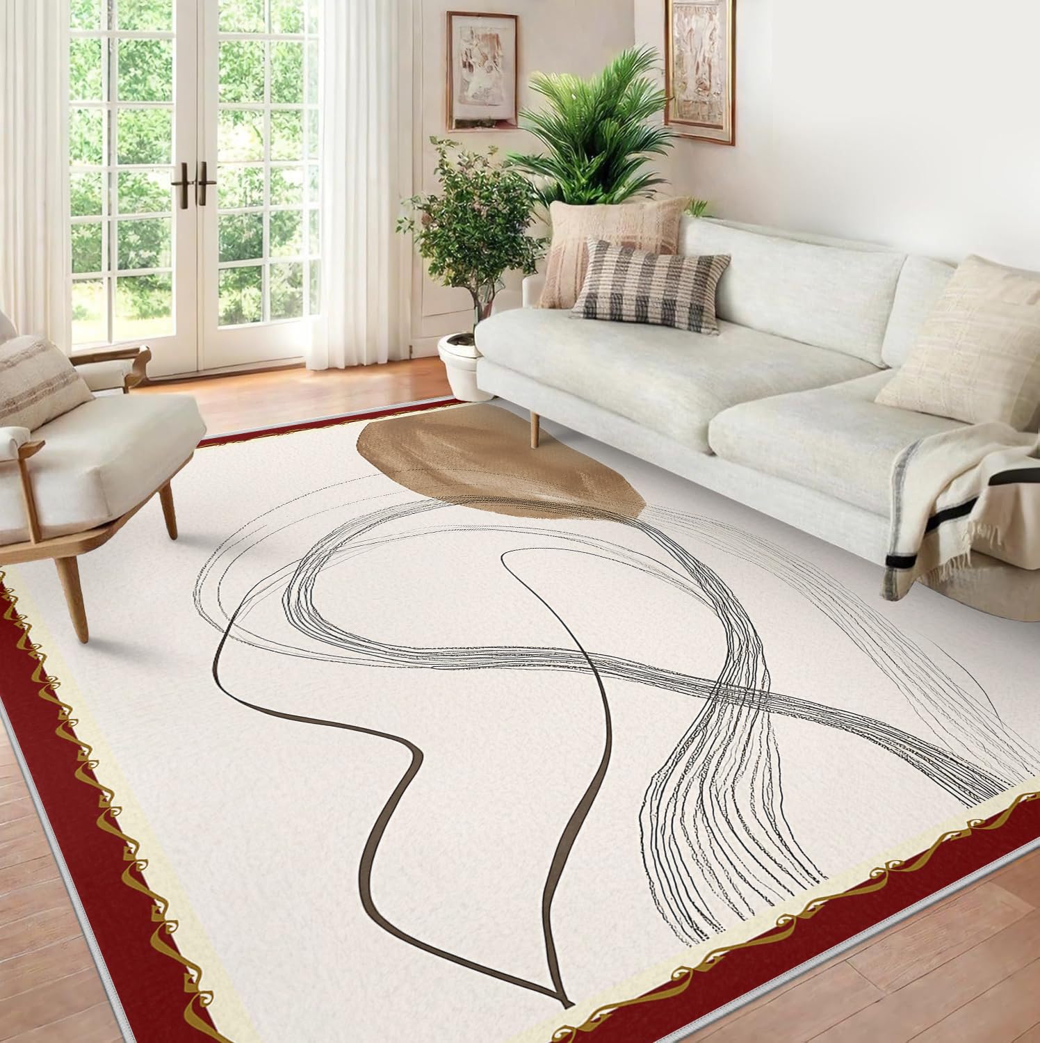 Grand tapis 160x230cm minimaliste abstrait haute densité