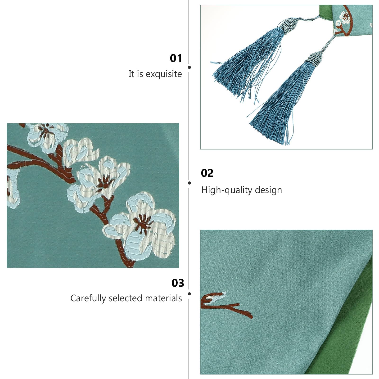 SHINEOFI Tischläufer in Grün aus Polyester mit Pflaumenblütenmuster Moderner Dekorative Tischdecke im Chinesischen Stil für Home Gatherings und Picknicks