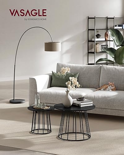 Miniatura 2 de VASAGLE ULCT045B56 - Mesas auxiliares redondas redondas con marco de acero, para sala de estar, dormitorio, color negro ébano