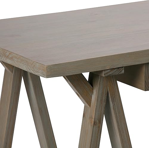 Miniatura 296 de SIMPLIHOME Sawhorse - Mesita de noche de madera maciza de 24 pulgadas de ancho, moderna, industrial, color gris envejecido, para sala de estar y