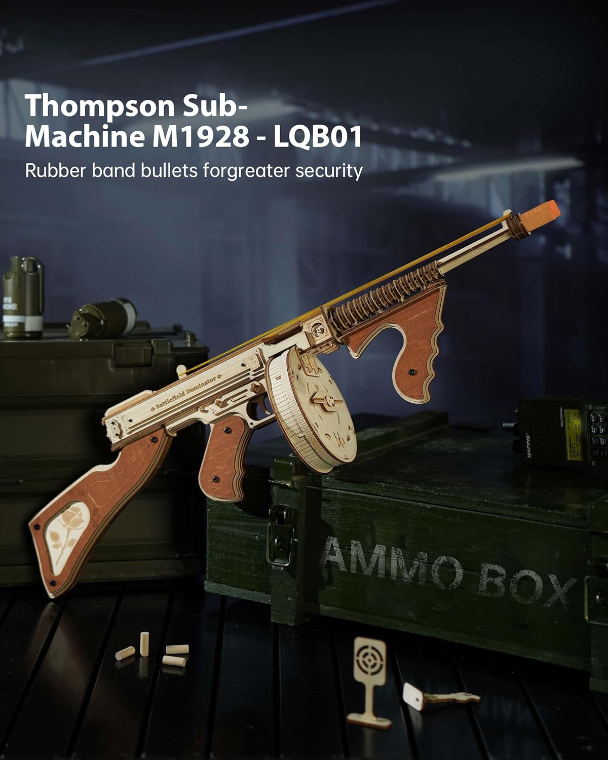 Rowood 3D Puzzles for Adults,Rubber Band Tommy Gun Toy Wooden Model Kit,3D Wooden Puzzles Gift Craft for Men,DIY Wooden Building Kits,Unique Gifts for Adults - Image 2