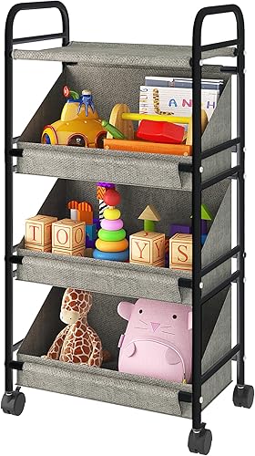 Buzowruil Carrito de almacenamiento de tela rodante con 3 cajas de almacenamiento grandes, ruedas, adecuado para dormitorio, sala de estar, entrada,