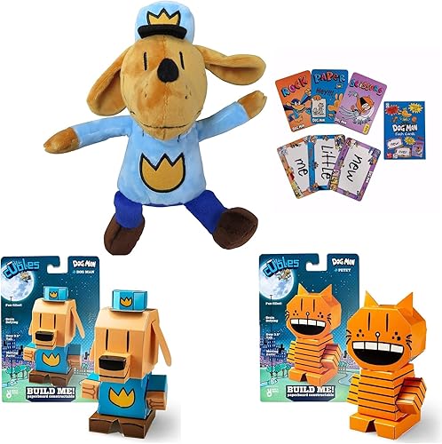 Miniatura 5 de El juego de regalo Dav Pilkey Dog Man Hero incluye personajes de libro de peluche MerryMakers Dog Man y Petey, coleccionables de papel STEM de