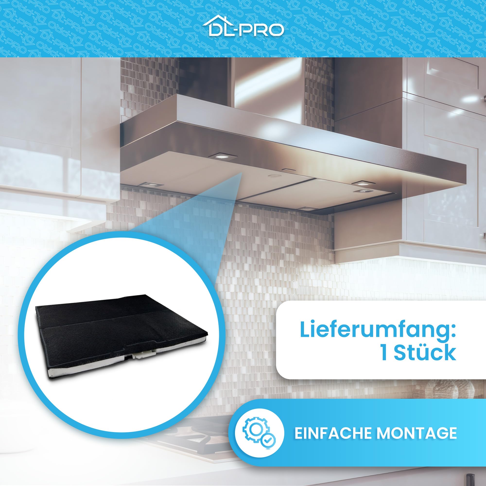 DL-pro Filtr węglowy 220 x 284 mm do Bosch Siemens 744073 00744073 DHZ5285 LZ52451 Z5133X1 AA220110 filtr z węglem aktywnym, filtr zapachowy do okapu kuchennego