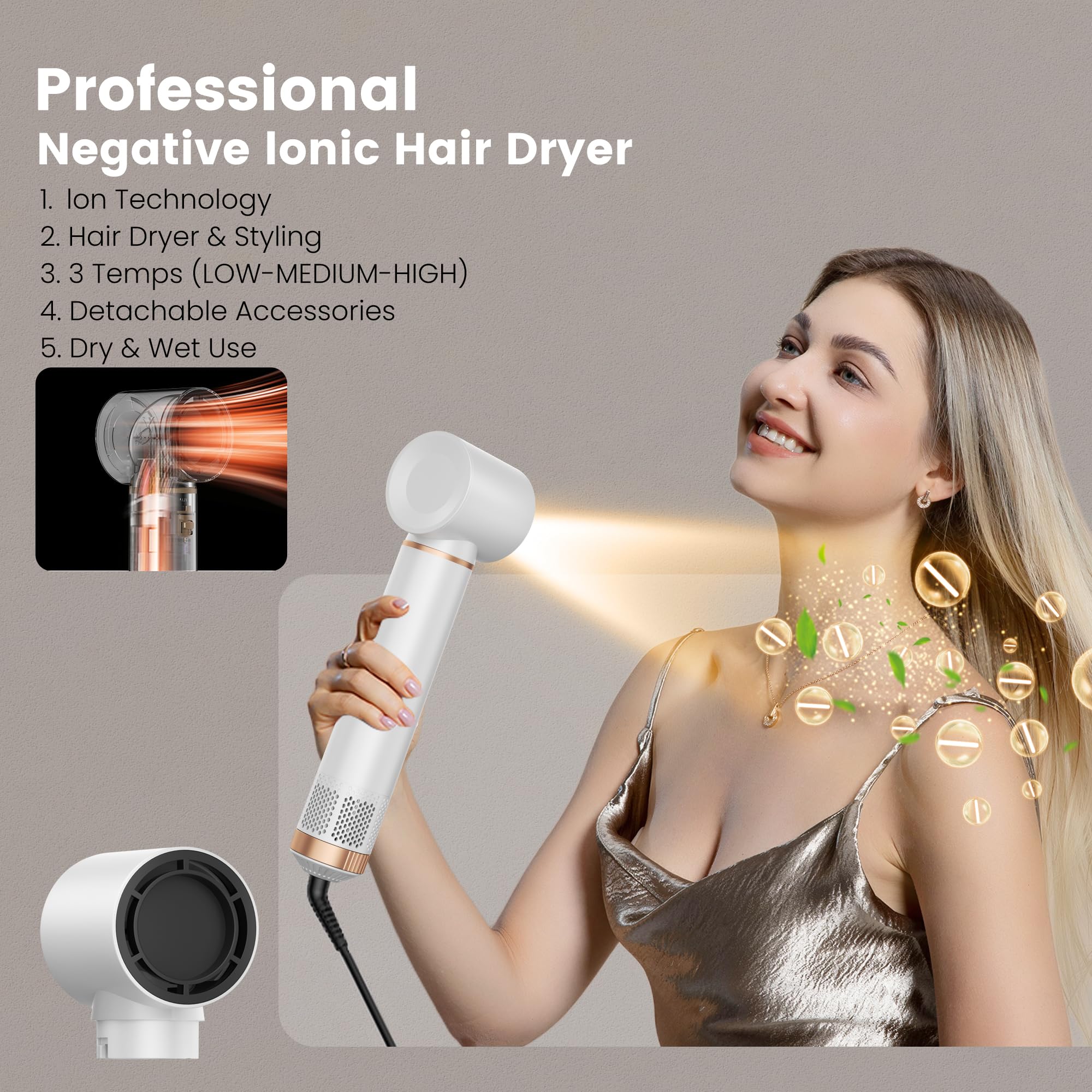 Asciugacapelli 5 in 1 Hair Styler, Air Styler Phone 5 in 1 Multifunzione Phon Capelli,Spazzola Asciugacapelli Per Dare Volume Ai Capelli, Lisciare, Arricciare, Ioni Air Curler Brush,Strumenti Capelli