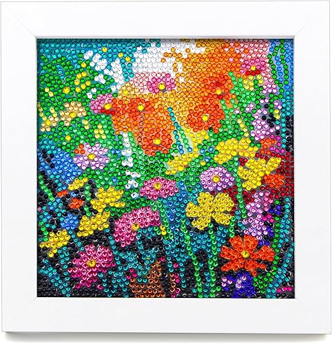 FURDOHAI Pintura de diamante 5D para niños, adecuada para edades de 6 a 12 años, arte y manualidades con diamantes, regalo creativo (flor)