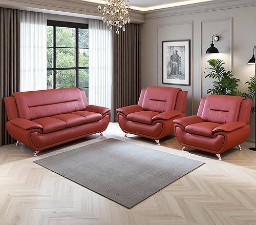 Miniatura 37 de Sofás de cuero para sala de estar, juego de sofás para sala de estar, sofá para dormitorio, apartamento, juegos de muebles para sala de estar (cuero