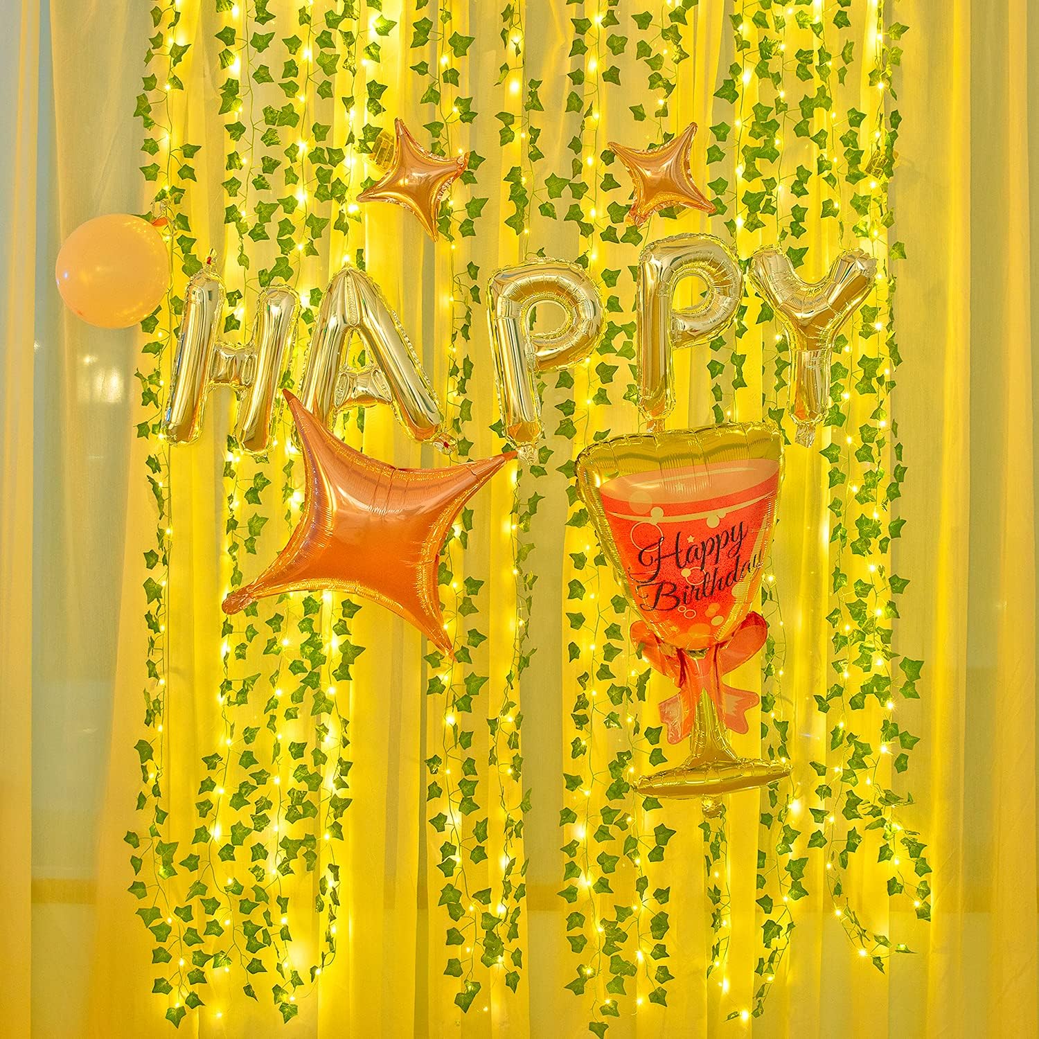 Naidiler 12 Pcs Artificial Ivy Garland Fake Vines with 65 Ft Lights String (200 LED) Decor Faux Green Hanging Plant Greenery for Wall Party Wedding Room Home Kitchen Indoor & Outdoor Decoration