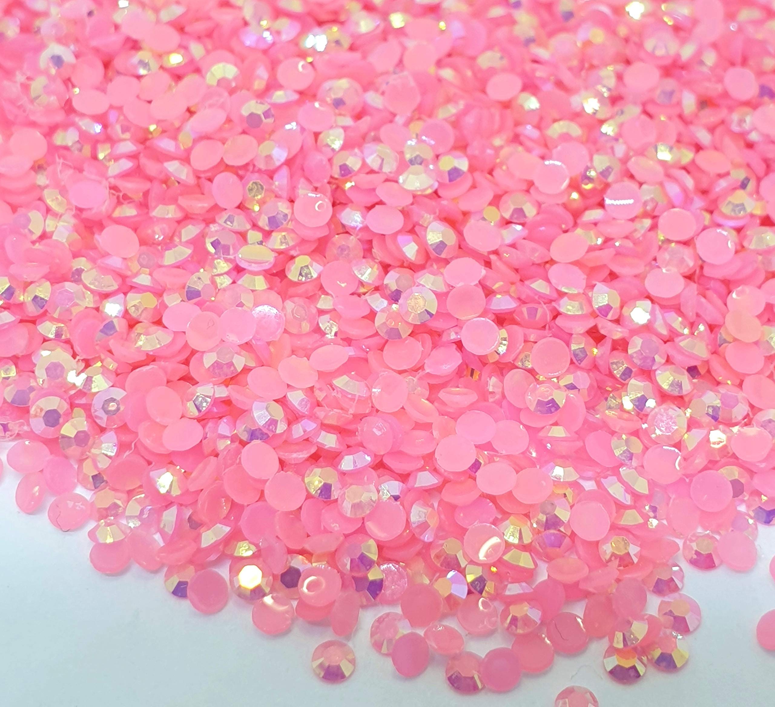 MajorCrafts 2000pcs 5mm ss20 Jelly AB Flat Back Round 14 Facets Resin Rhinestones Arts and Crafts Embellishment Gems (Light Pink AB C75) - Image 2