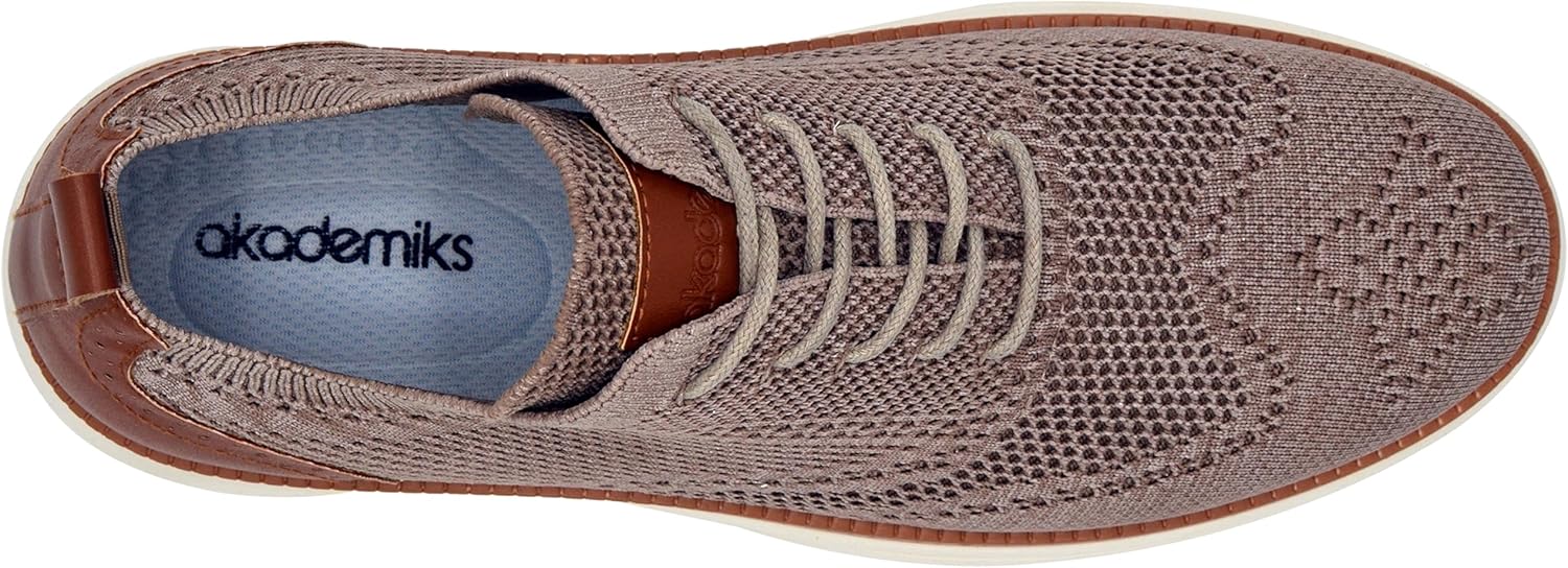 AKADEMIKS Mens Olney Wingtip Knit Oxford, Sleek Breathable Dress Shoes Tan, Size 13 - Image 6