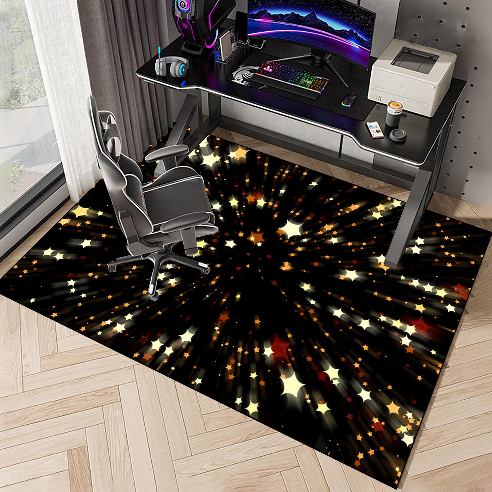 Tappeto Gaming pavimento, Tappetino Salvapavimento Antiscivolo, Tappeto per Sedia Ufficio per per Pavimenti in Legno Duro, Tappetini di Protezione per Pavimento per Parquet e Laminato 100 x 120 cm