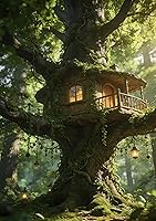 Vista 38 de Paisaje de fantasía con piedras, lámparas, flores, árboles, luna y mariposas, bandera de jardín de 12 x 18 pulgadas, pequeña vertical de doble cara