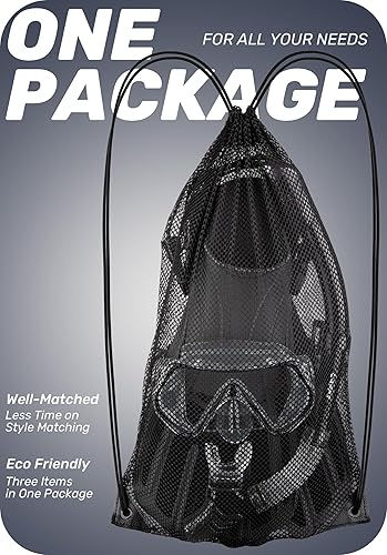 Miniatura 2 de CAPAS Juego de aletas de máscara de esnórquel, equipo de esnórquel de tamaño de viaje para adultos con aletas ajustables, máscara de buceo y