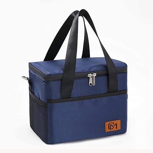 M.G Lonchera plegable, reutilizable, aislada, térmica, para oficina, trabajo, senderismo, al aire libre, playa, picnic, campamento, color azul (10