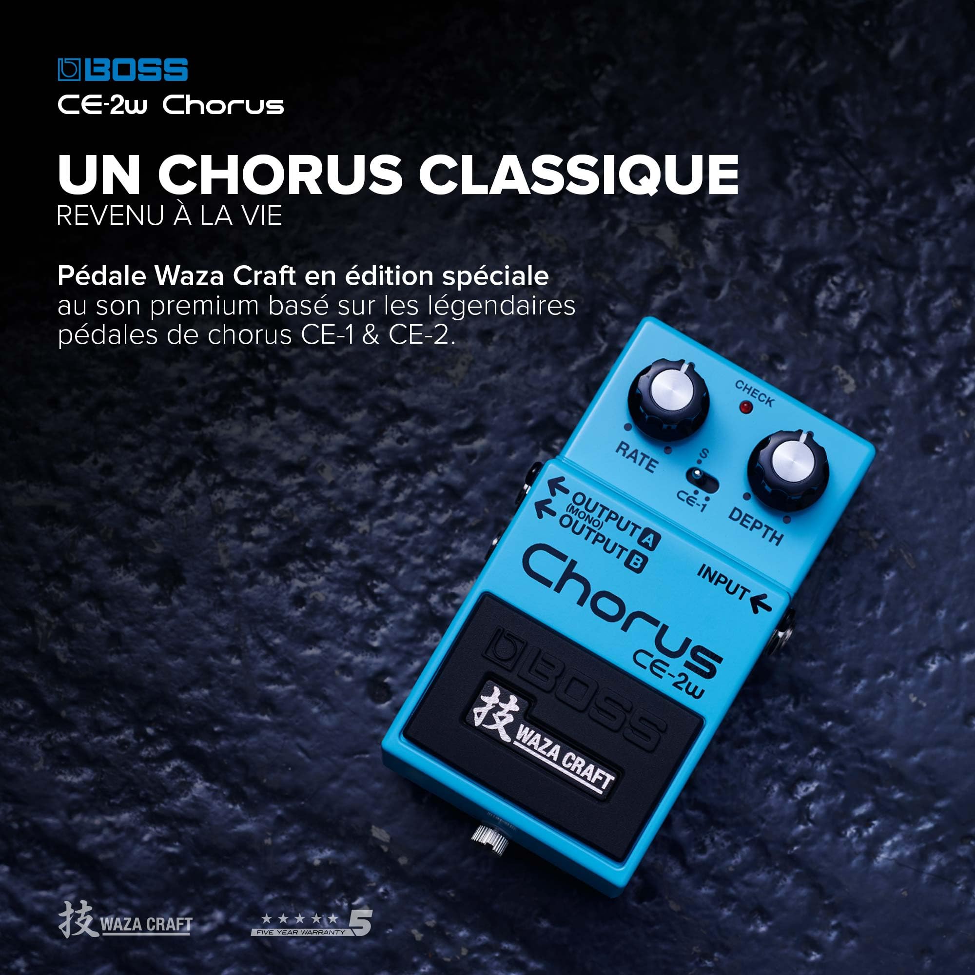 CE-2W Chorus BOSS | Pédale d'effet premium pour guitare Waza Craft à circuit analogique | Une reproduction authentique des légendaires pédales de chorus CE-2 & CE-1 | Fabriquée au Japon