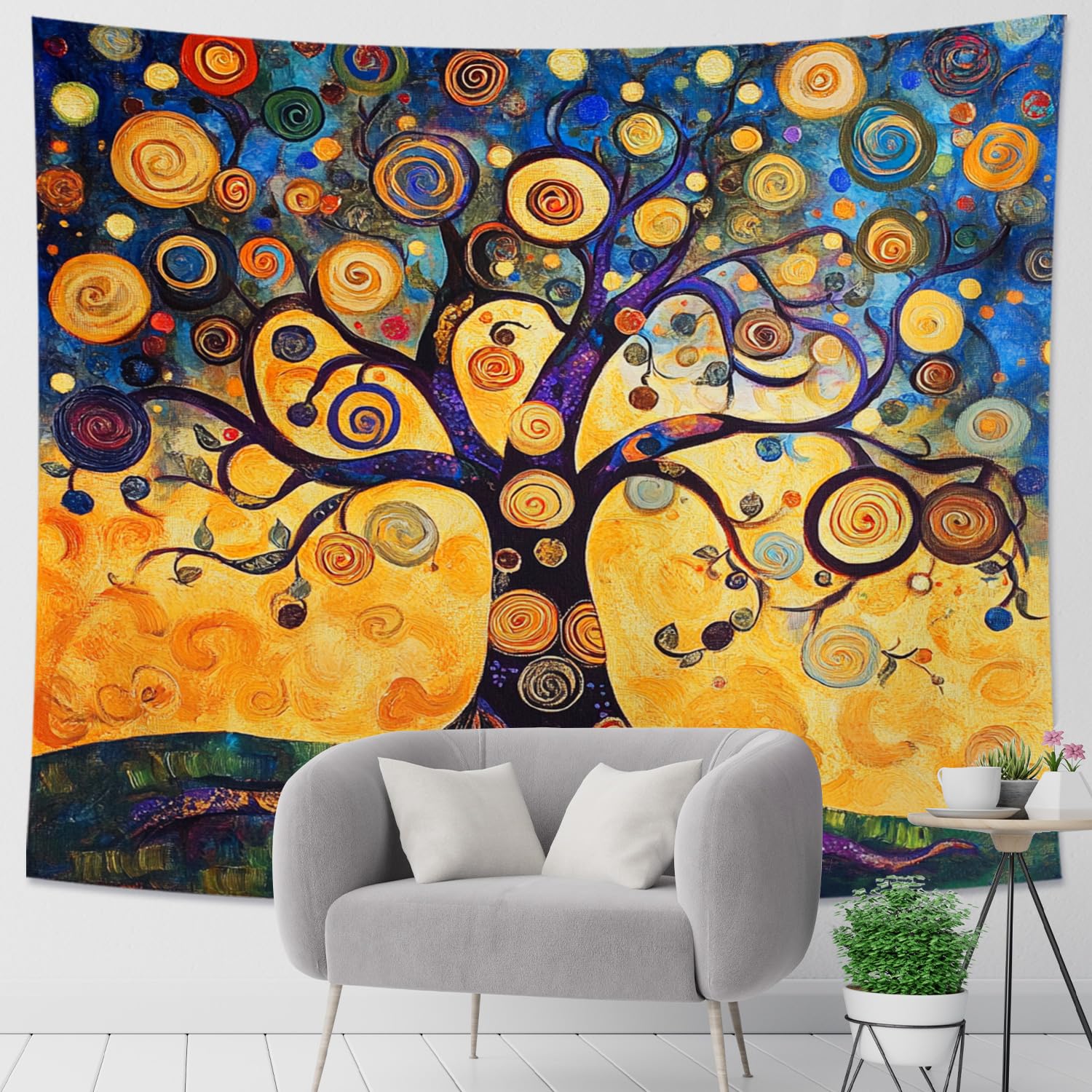 Tapices Árbol en espiral cálido estilo bohemio Tapiz Mural DecoracióN 2XL