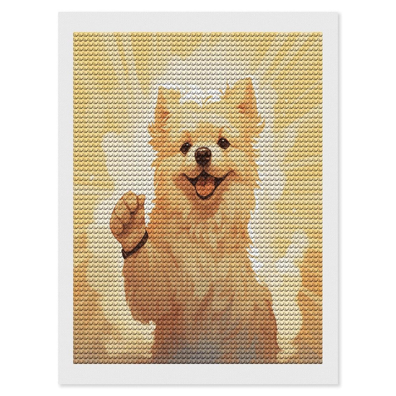FekiLoot Charming Puppy Diamond Art Kits for Adults Diamond Painting Kits for Beginners DIY Diamond Art Kits Round Full Drill Diamond Dot Gem Painting for Home Wall Decor Gift 12"x16"