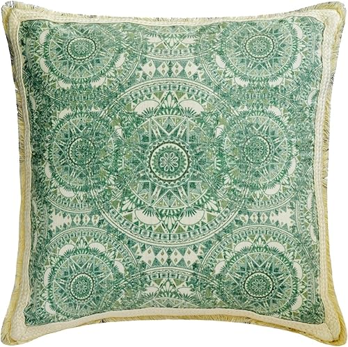 Miniatura 7 de The HomeCentric Fundas de almohada decorativas florales de 18 x 18 pulgadas  Funda de cojín moderna de lino  Fundas de almohada verdes con cuentas