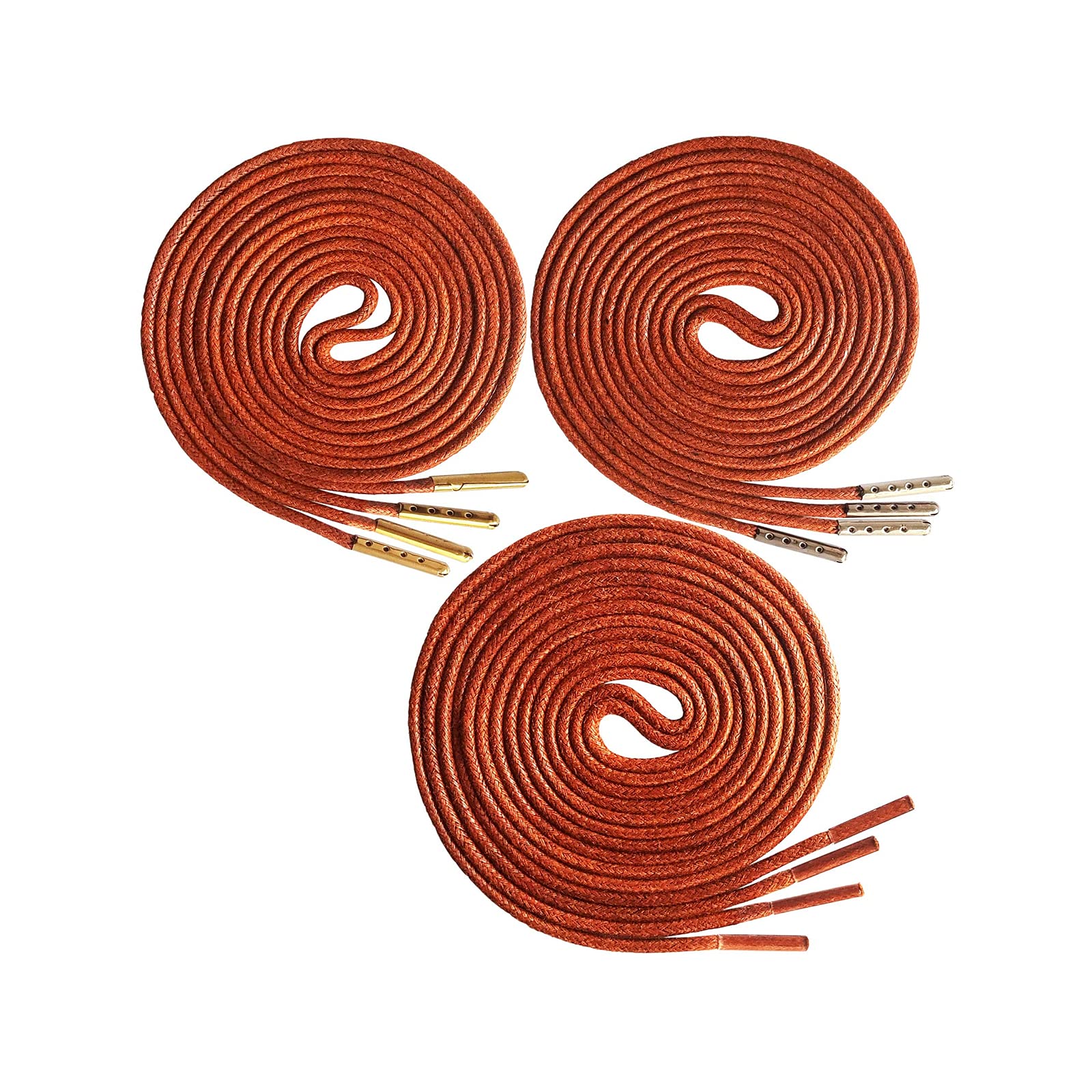 Lacets plats, Lot de 3 lacets élastiques ronds cirés avec embouts métalliques dorés et argentés, multicolores, 70-180 cm