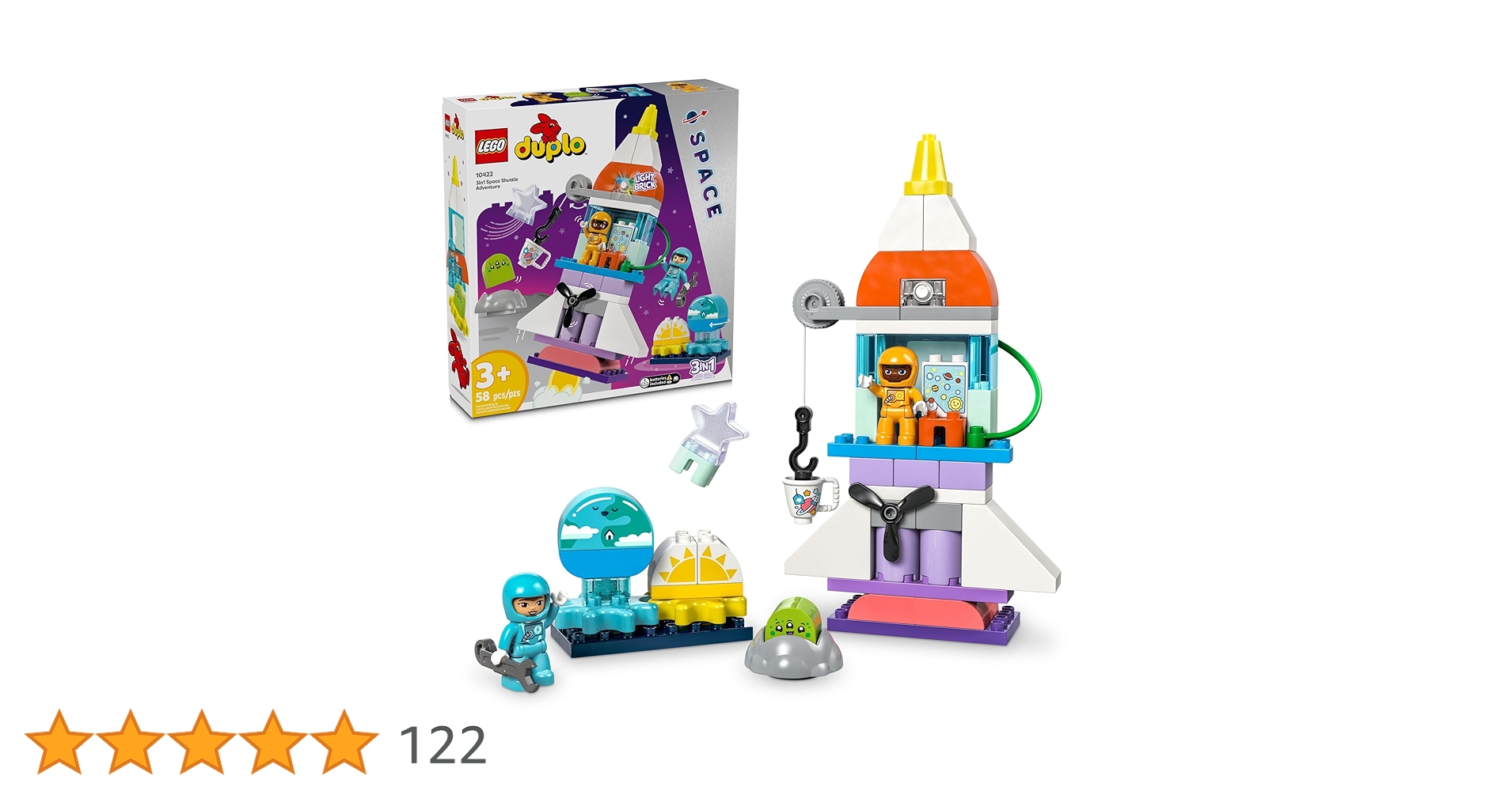 LEGO DUPLO 3 in 1 Space Shuttle Adventure Rocket Ship ...