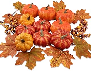 Realistic Mini Pumpkin Decor Indoor 16PCS Artificial Pumpkins for Fall D...