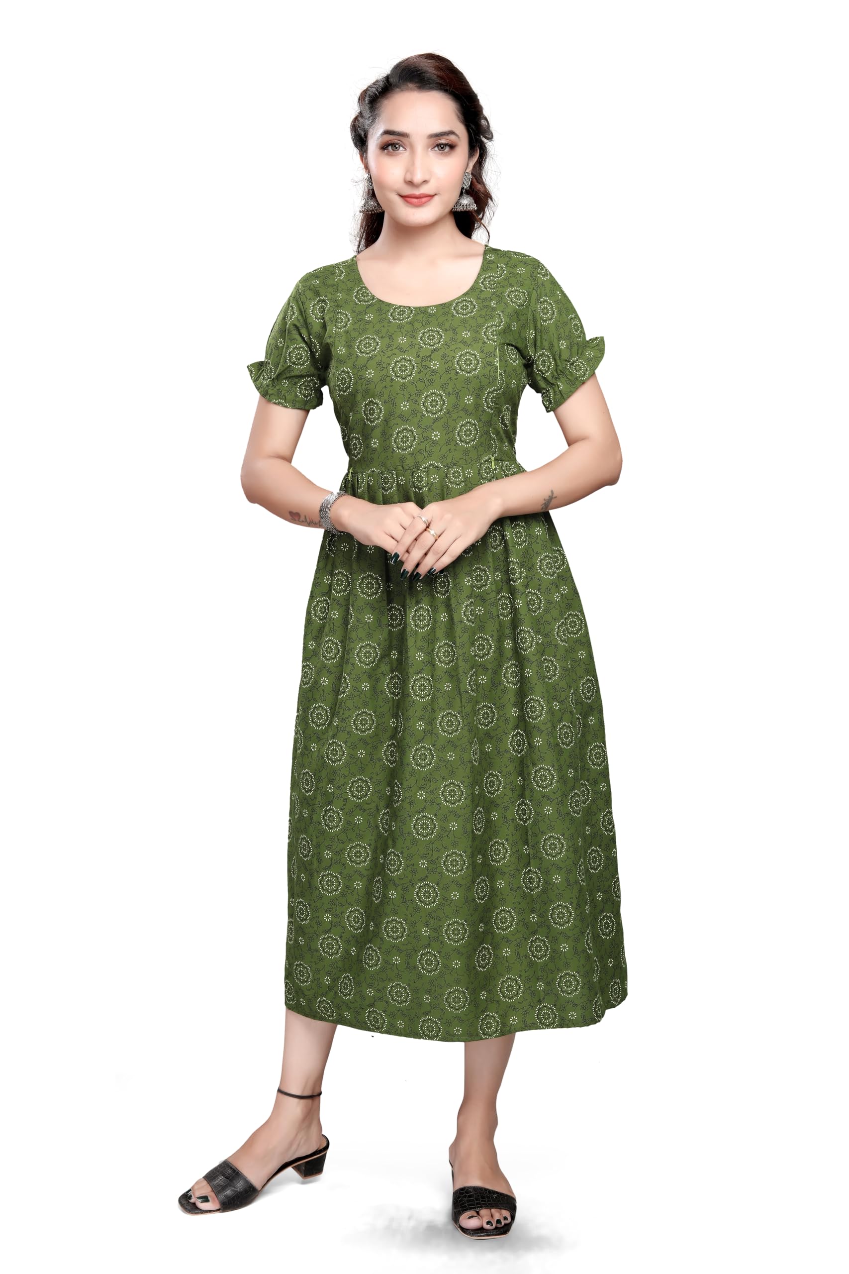 Printed Flared Maternity Dress for Women, Feeding Kurti with Concealed Zip for Pre & Post Pregnancy-image-30