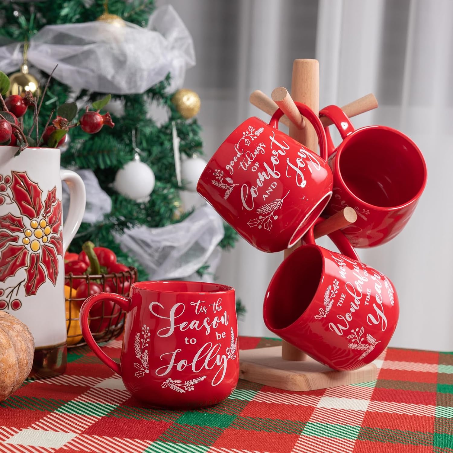LEHAHA Ceramic Christmas Coffee Mug set,16 OZ Holiday Mugs Set of 6, Festival Coffee Cups with Warm Greeting sayings, Porcelain Christmas Drinkware Ideal for Hot Cocoa, Holiday Tea & Winter Beverages - Image 3
