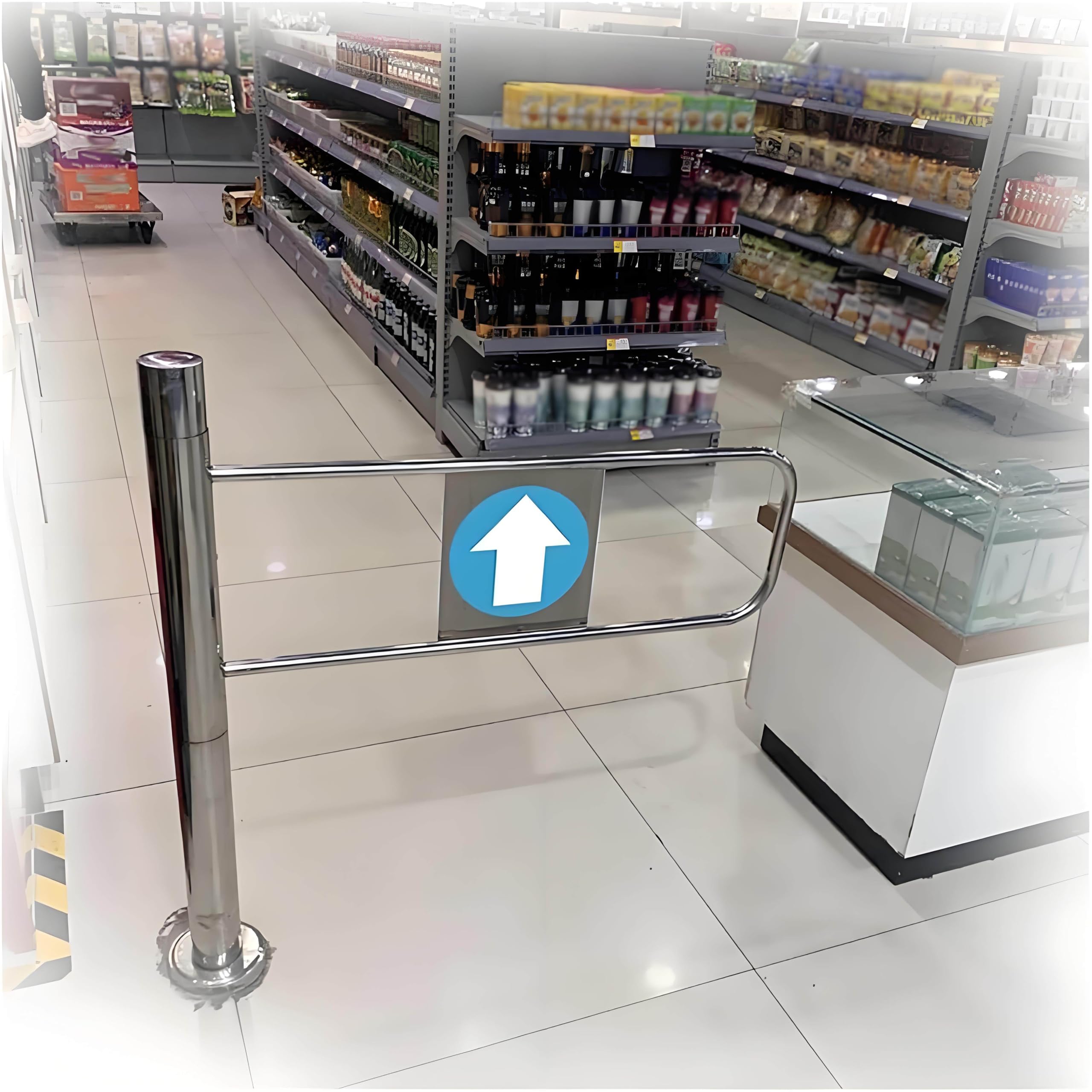 Automatyczna brama wahadłowa odbiciowa ze sprężyną, ręczne drzwi dla pieszych 90°, dostęp jednokierunkowy do supermarketów, fabryk, parków – otwieranie po lewej stronie, 50 x 100 cm