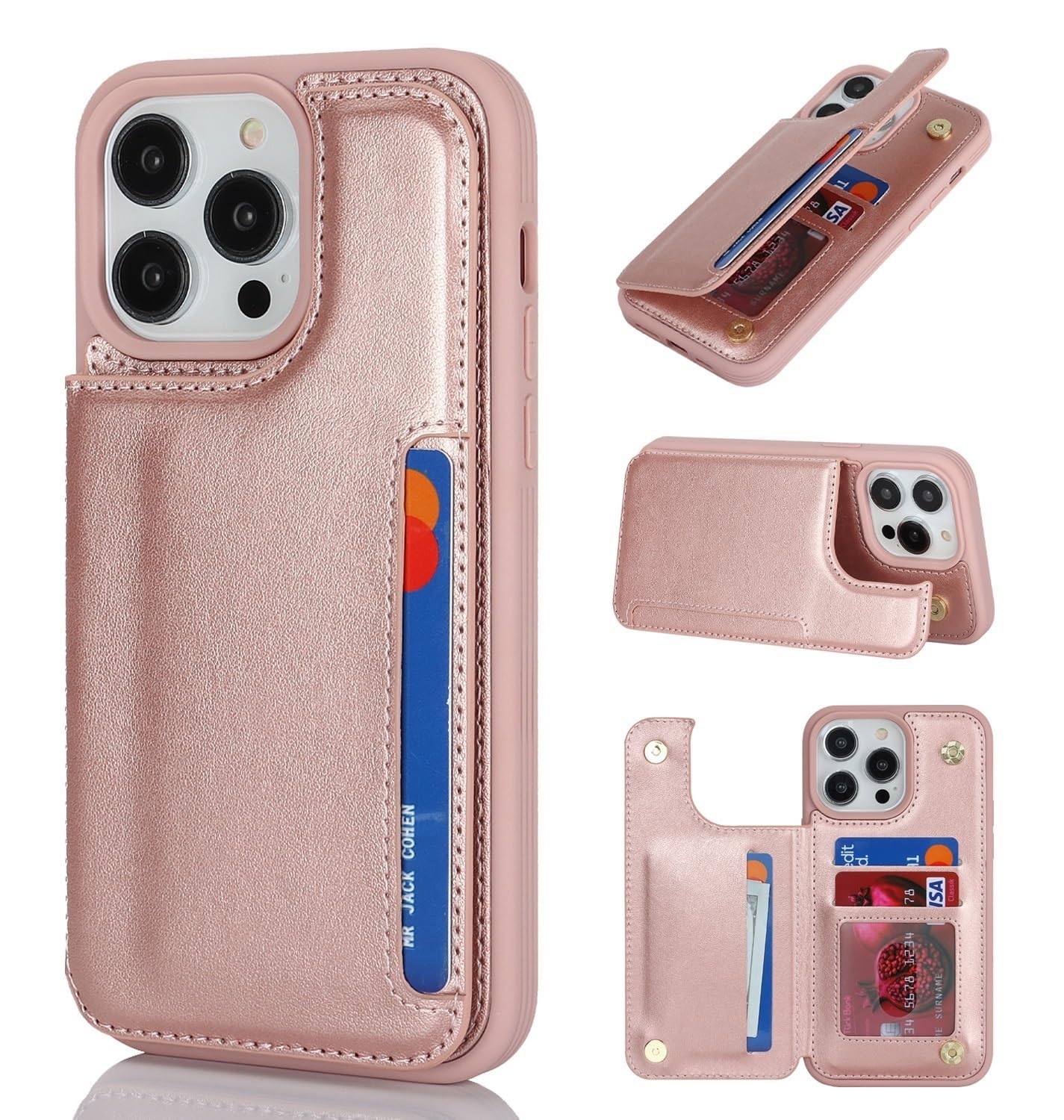 iCoverCase Compatible with iPhone 14 Pro Case with Card Holder, Wallet Case for Women Men RFID Blocking PU Leather Protective Phone Case 6.1 Inch (