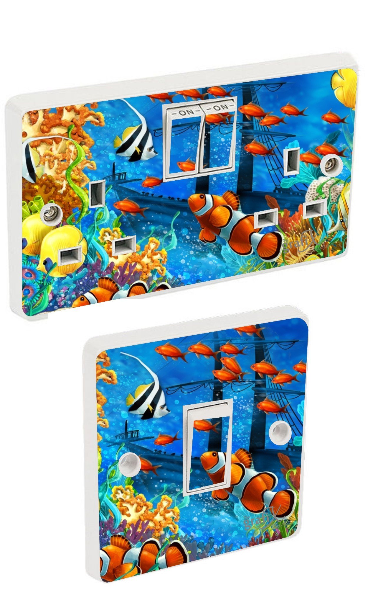 the grafix studio Fish Light Switch & Double Socket Sticker Vinyl/Skin cover sosw18